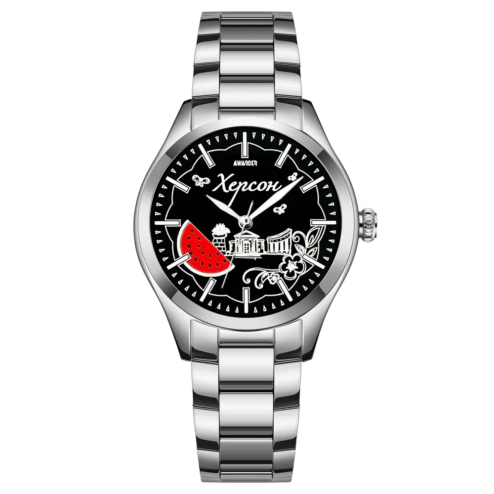 Awarder 035 Херсон I Silver-Black, сріблястий сталевий браслет