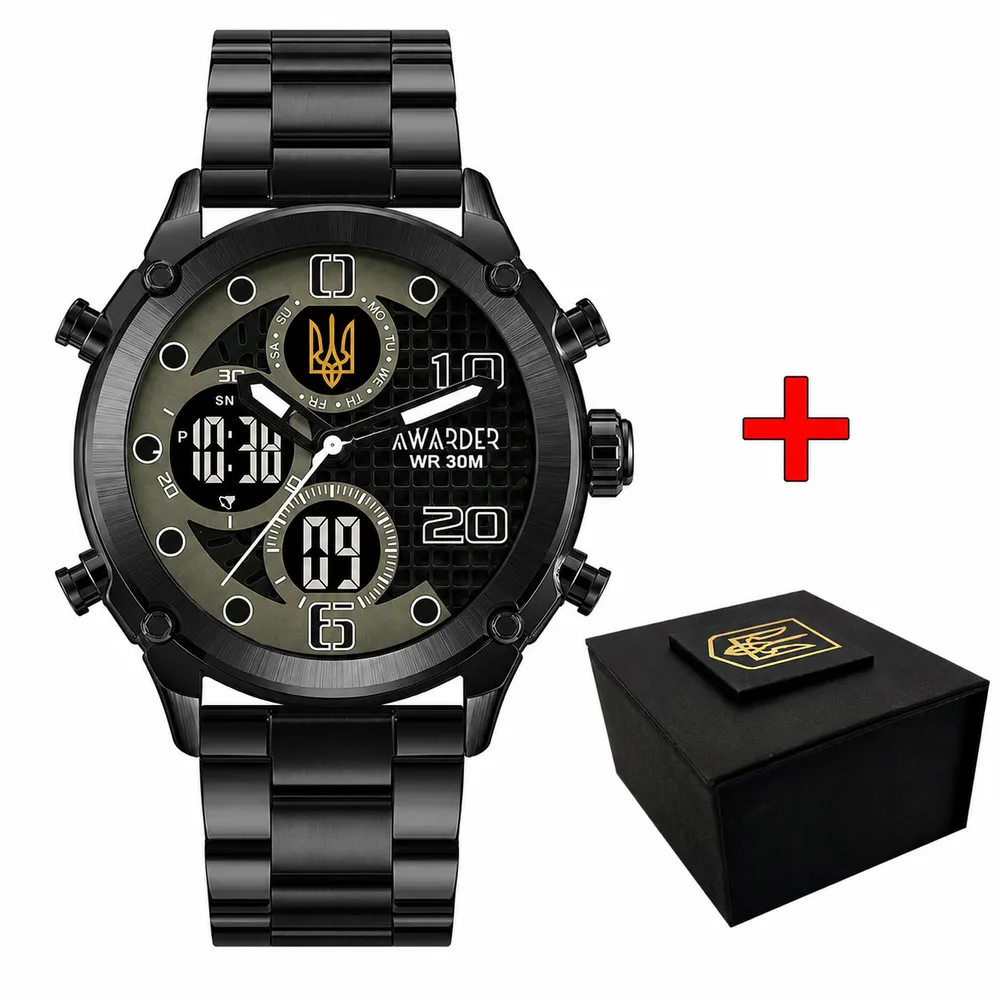Awarder 017 Тризуб золото All Black Steel