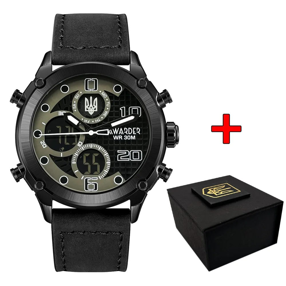 Awarder Чоловічий наручний годинник Awarder 017 Тризуб Black