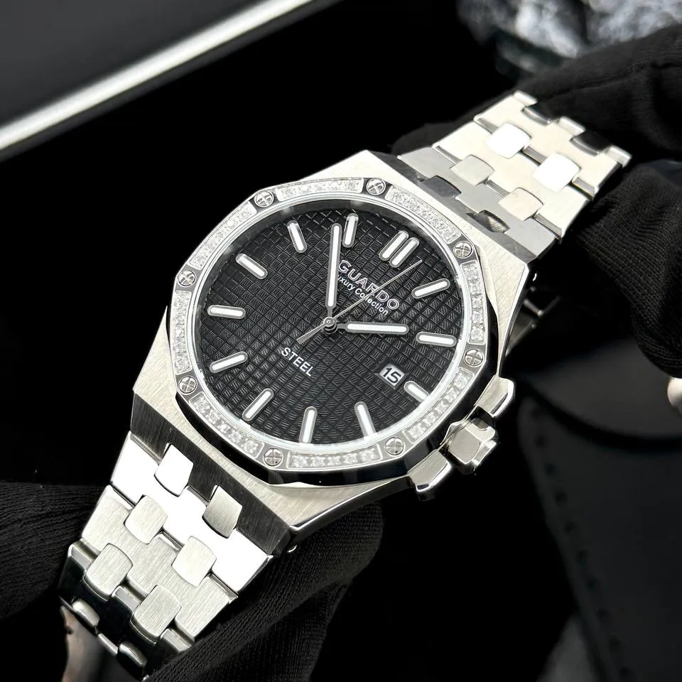 Guardo Чоловічий наручний годинник Guardo S03009-1 Silver-Black, фото 2