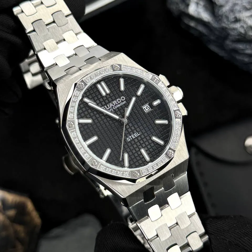Guardo Чоловічий наручний годинник Guardo S03009-1 Silver-Black, фото 3