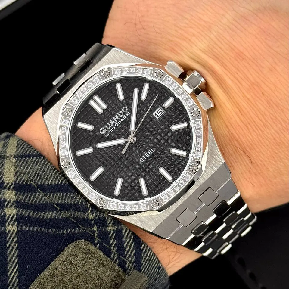 Guardo Чоловічий наручний годинник Guardo S03009-1 Silver-Black, фото 4