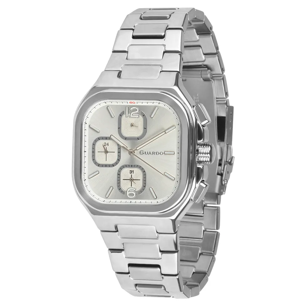 Guardo Чоловічий наручний годинник Guardo 012694-1 Silver