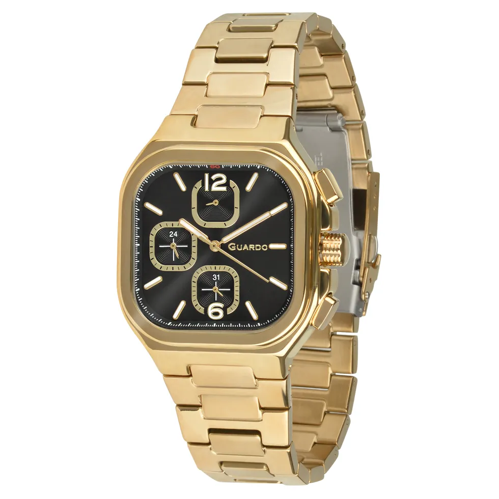 Guardo Чоловічий наручний годинник Guardo 012694-3 Gold-Black