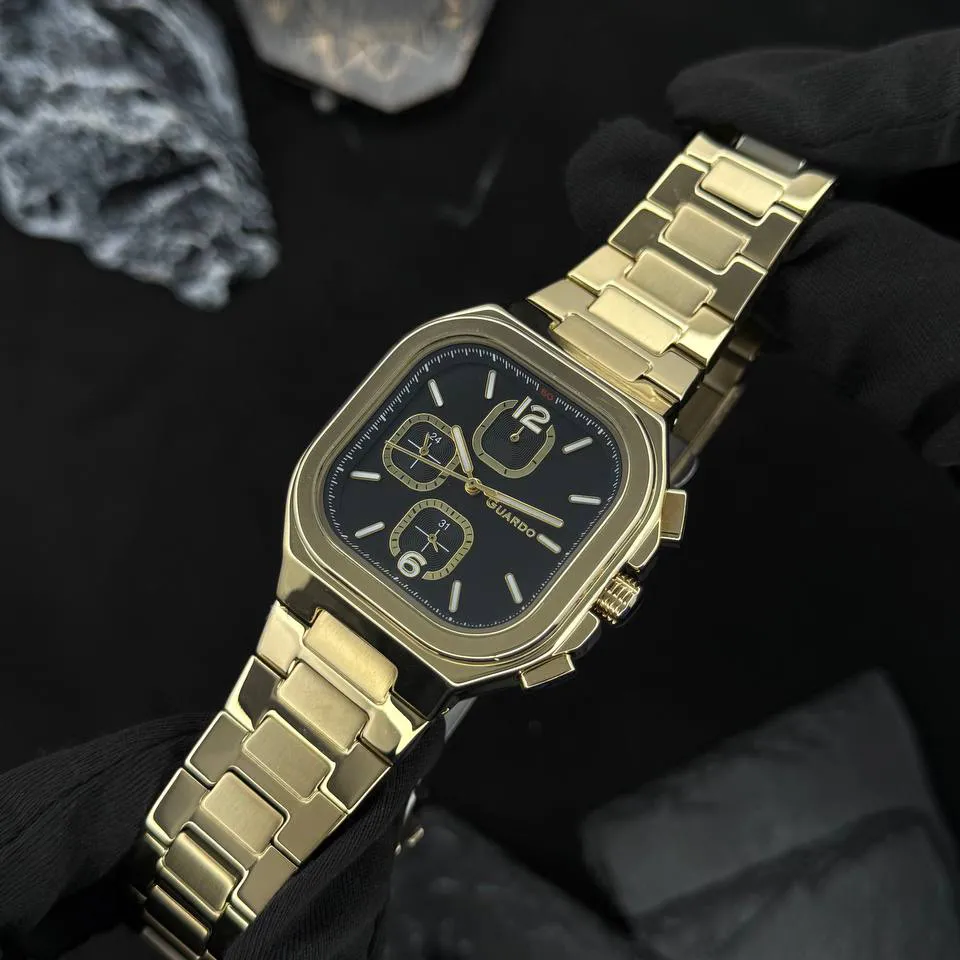 Guardo Чоловічий наручний годинник Guardo 012694-3 Gold-Black, фото 4