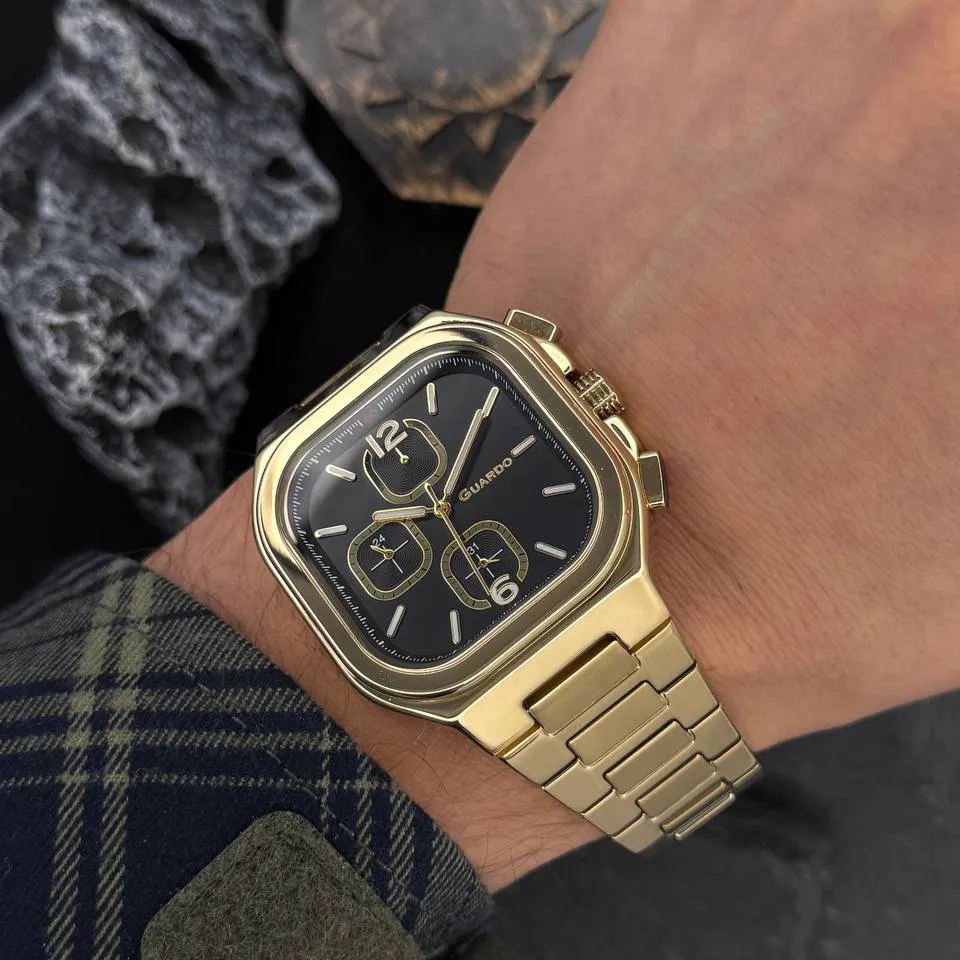 Guardo Чоловічий наручний годинник Guardo 012694-3 Gold-Black, фото 5