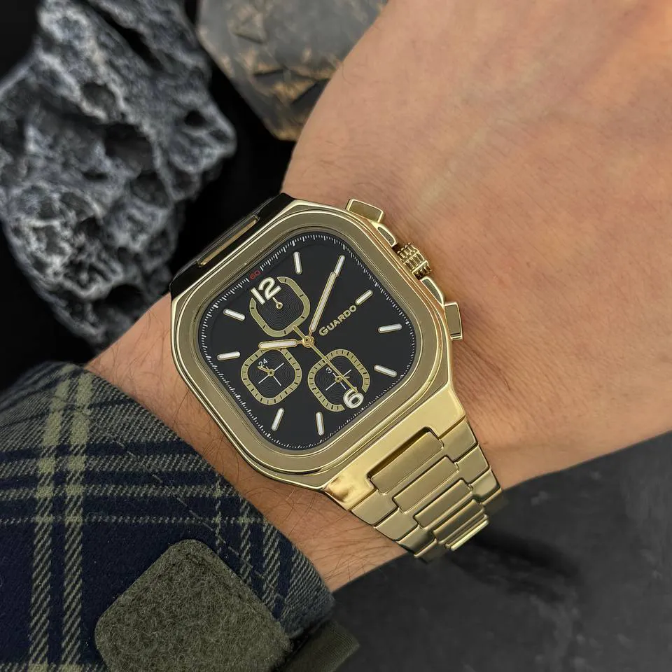 Guardo Чоловічий наручний годинник Guardo 012694-3 Gold-Black, фото 6