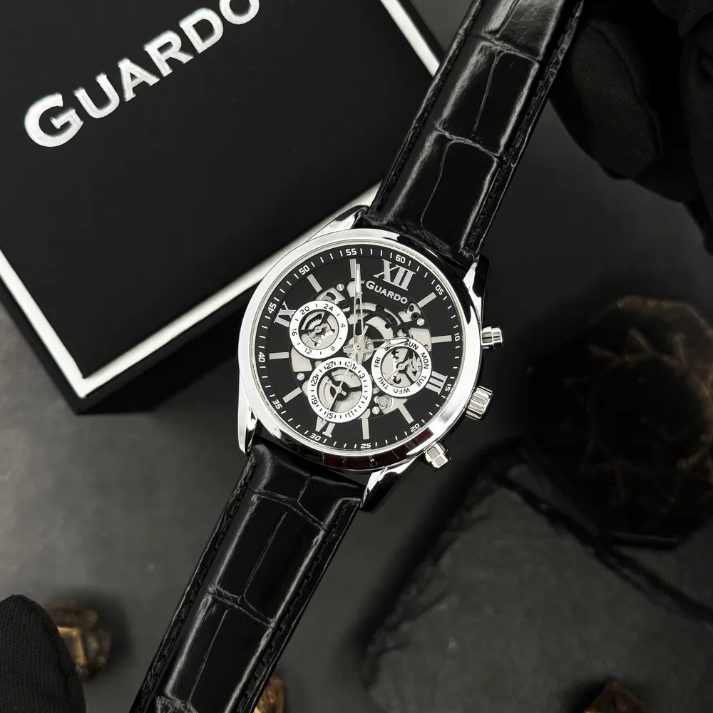 Guardo Чоловічий наручний годинник Guardo 012837-1 Silver-Black, фото 3