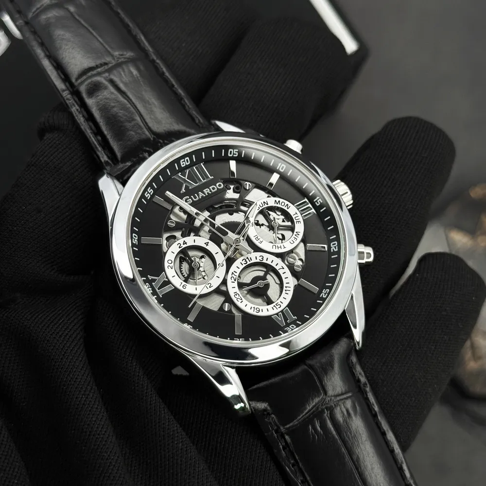 Guardo Чоловічий наручний годинник Guardo 012837-1 Silver-Black, фото 5