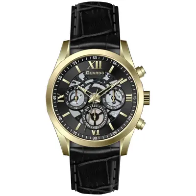 Guardo Чоловічий наручний годинник Guardo 012837-6 Gold/Black