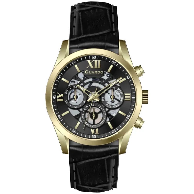 Guardo Чоловічий наручний годинник Guardo 012837-6 Gold/Black