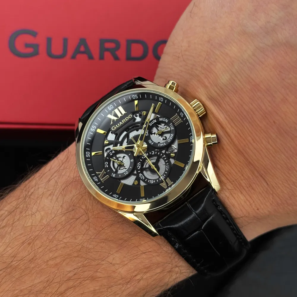 Guardo Чоловічий наручний годинник Guardo 012837-6 Gold/Black, фото 2