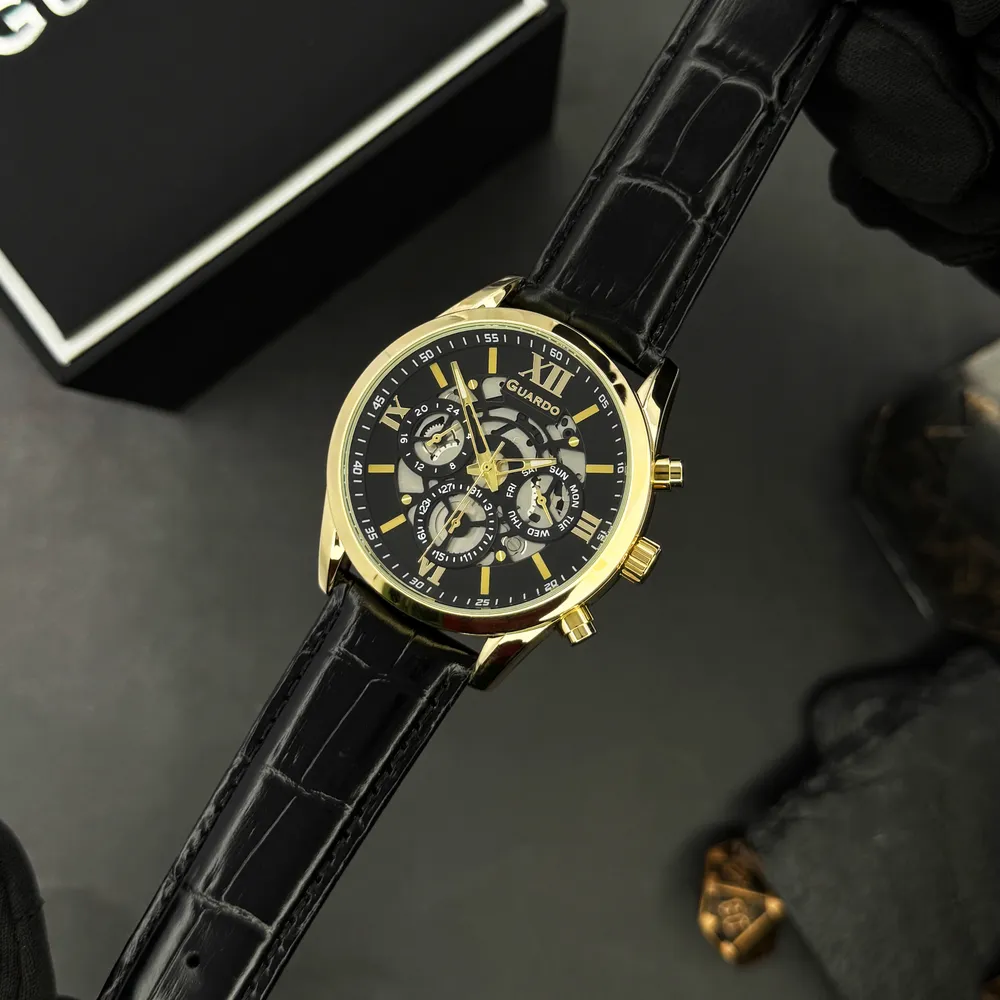 Guardo Чоловічий наручний годинник Guardo 012837-6 Gold/Black, фото 3
