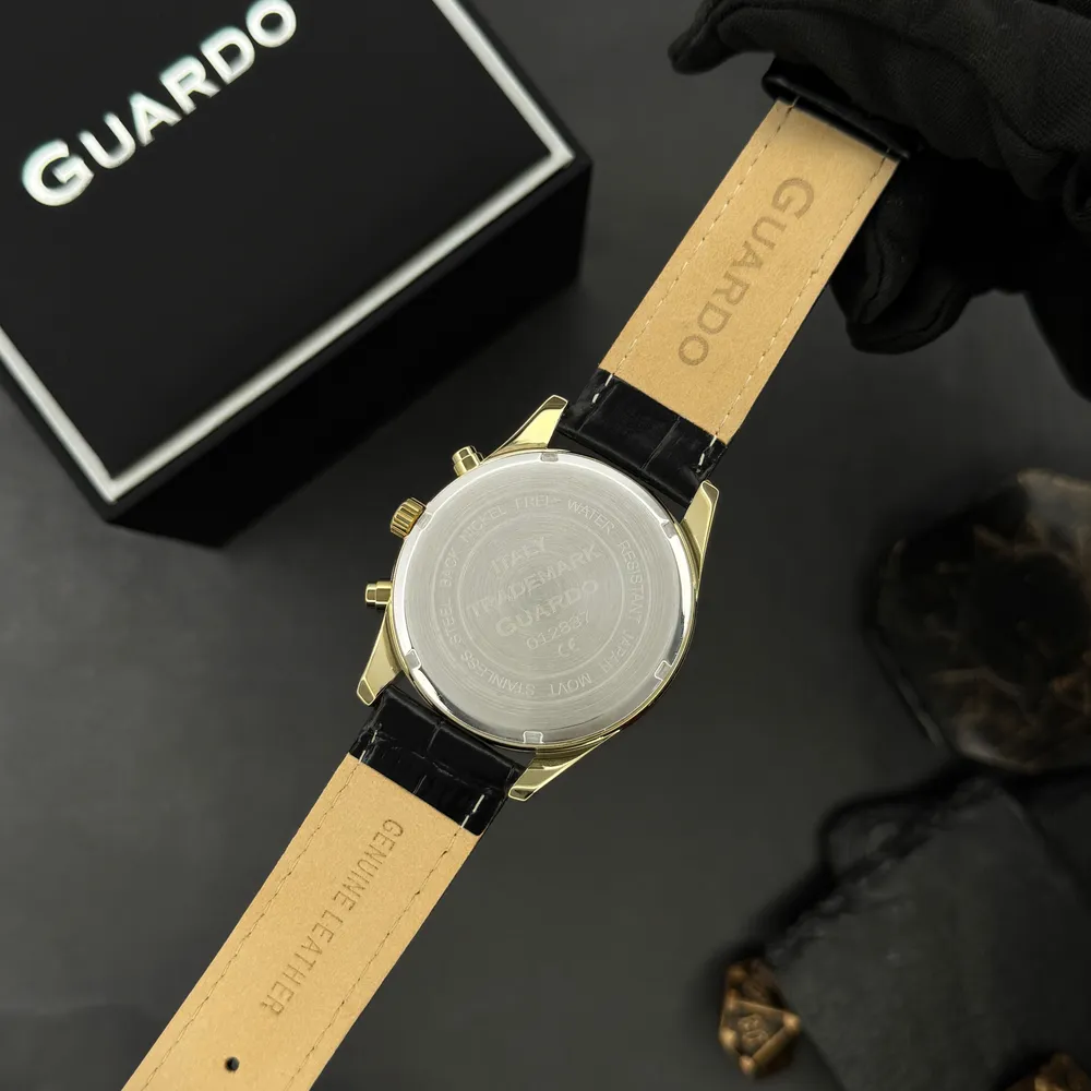 Guardo Чоловічий наручний годинник Guardo 012837-6 Gold/Black, фото 4