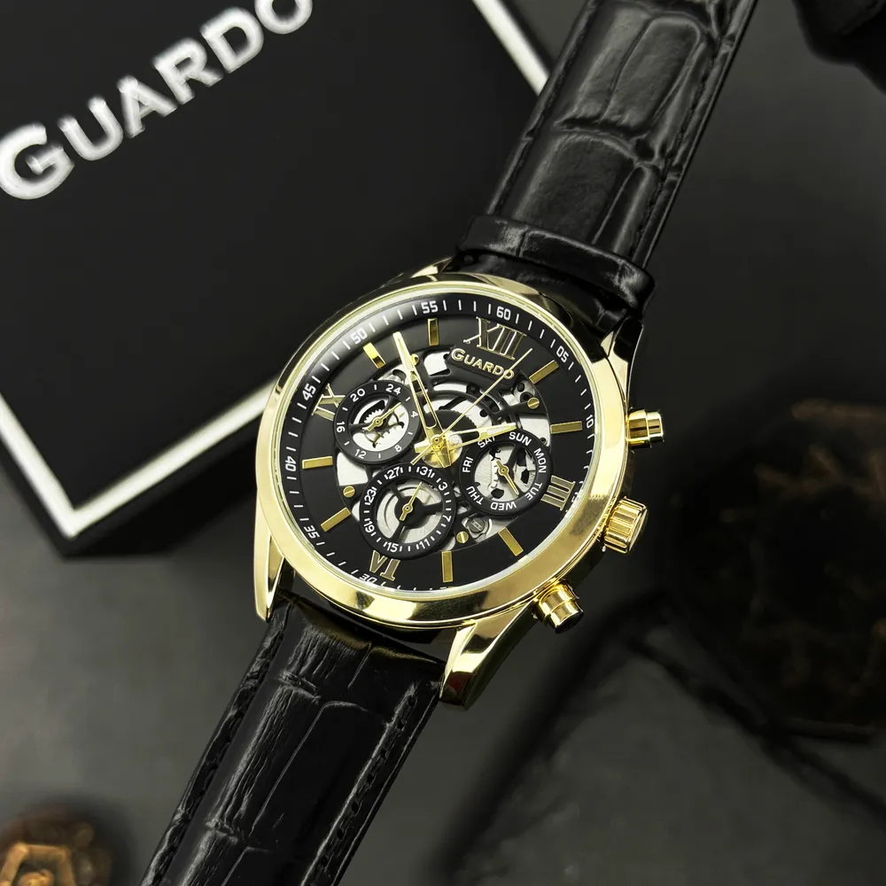Guardo Чоловічий наручний годинник Guardo 012837-6 Gold/Black, фото 5