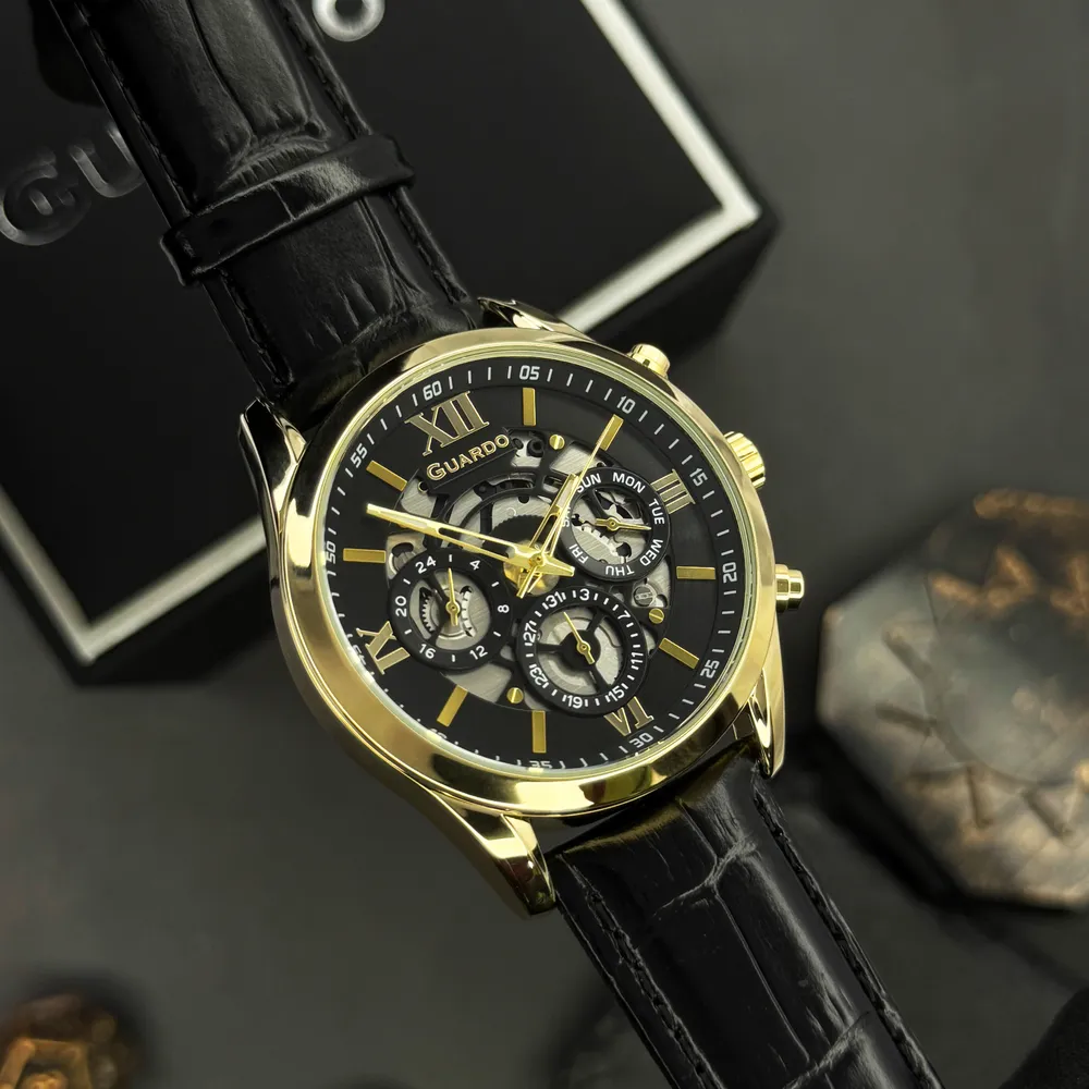 Guardo Чоловічий наручний годинник Guardo 012837-6 Gold/Black, фото 6