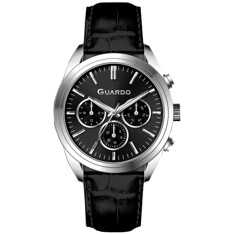 Guardo Чоловічий наручний годинник Guardo 012836-1 Silver-Black
