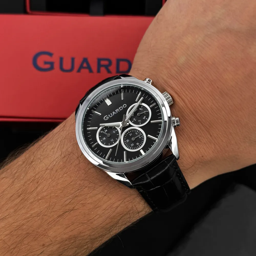 Guardo Чоловічий наручний годинник Guardo 012836-1 Silver-Black, фото 2