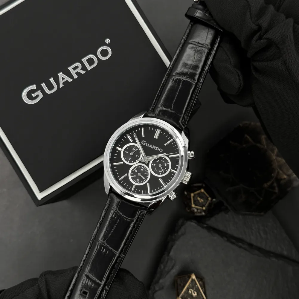 Guardo Чоловічий наручний годинник Guardo 012836-1 Silver-Black, фото 3