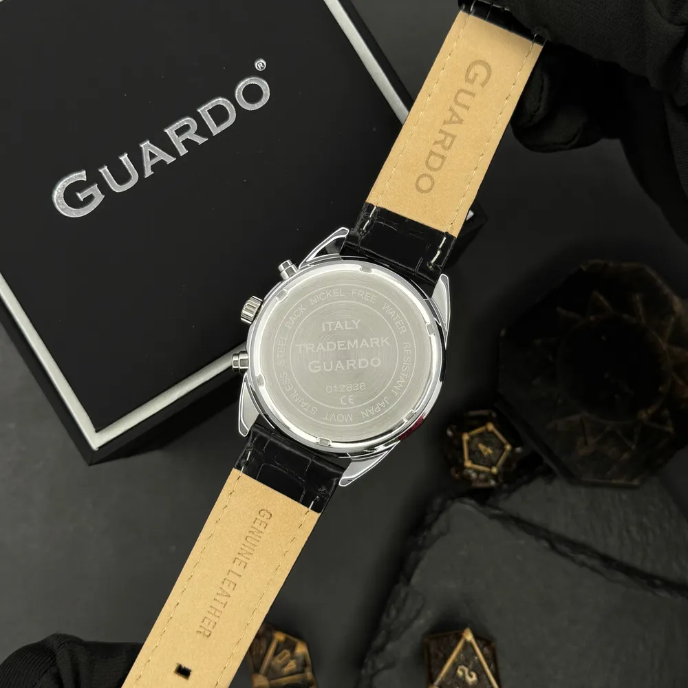 Guardo Чоловічий наручний годинник Guardo 012836-1 Silver-Black, фото 4