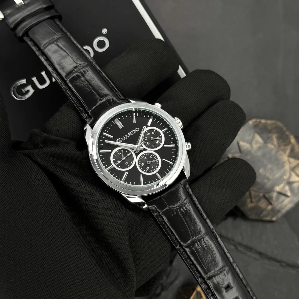 Guardo Чоловічий наручний годинник Guardo 012836-1 Silver-Black, фото 6