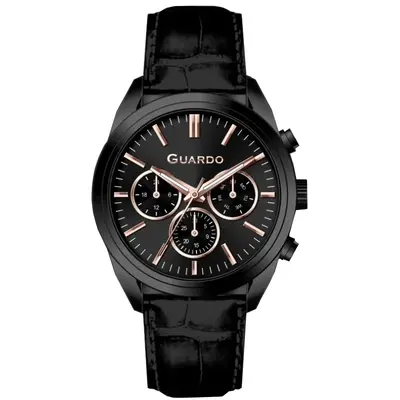 Guardo Чоловічий наручний годинник Guardo 012836-3 Black