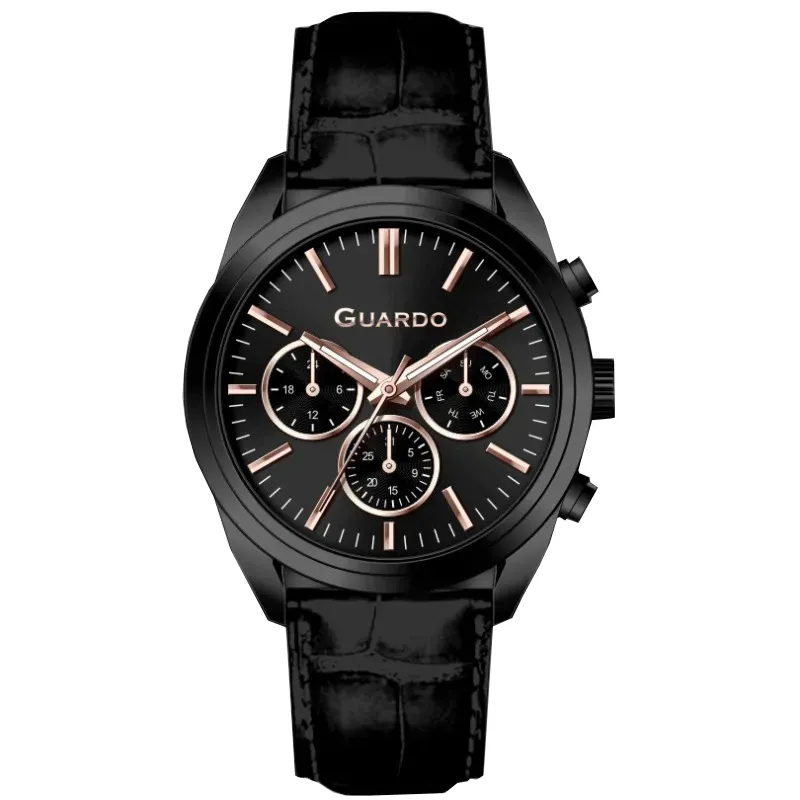 Guardo Чоловічий наручний годинник Guardo 012836-3 Black