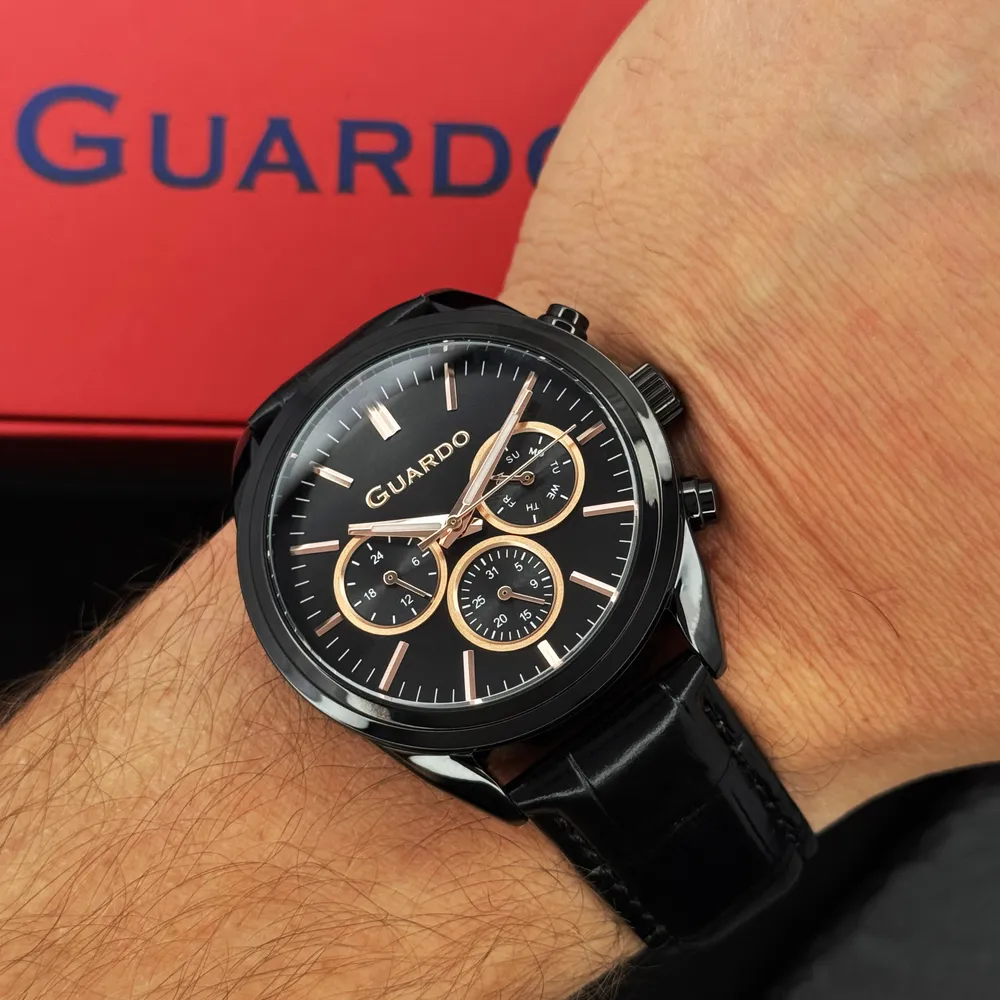 Guardo Чоловічий наручний годинник Guardo 012836-3 Black, фото 2