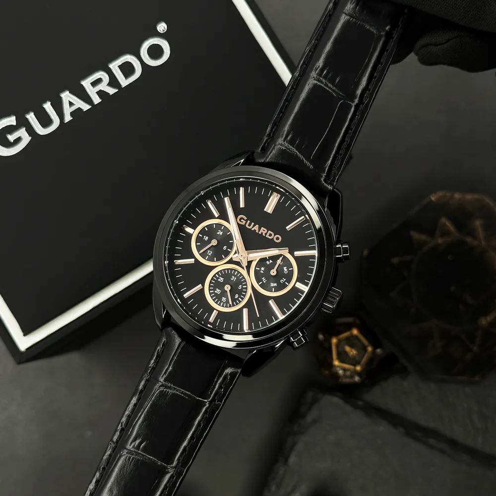 Guardo Чоловічий наручний годинник Guardo 012836-3 Black, фото 4