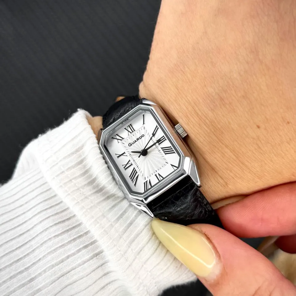 Guardo Жіночий наручний годинник Guardo 012831-1 Silver-White-Black, класичний кварцовий годинник, фото 3