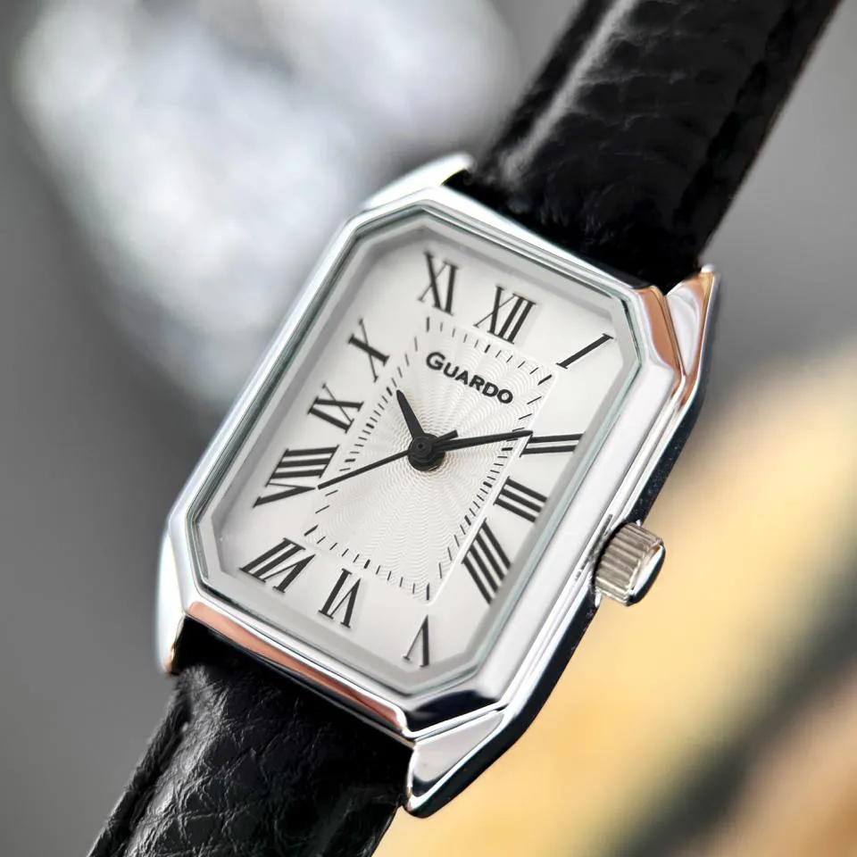 Guardo Жіночий наручний годинник Guardo 012831-1 Silver-White-Black, класичний кварцовий годинник, фото 4