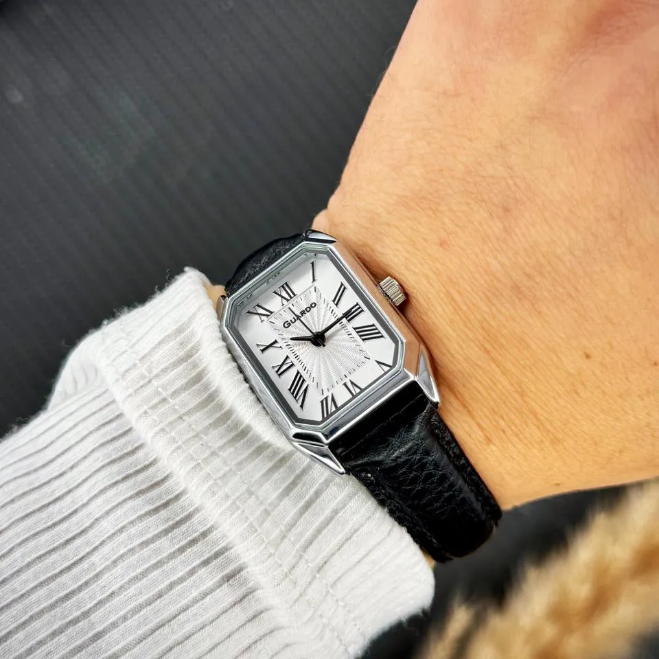 Guardo Жіночий наручний годинник Guardo 012831-1 Silver-White-Black, класичний кварцовий годинник, фото 5