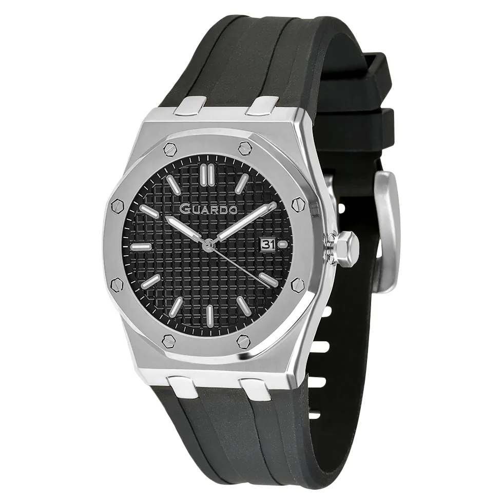 Guardo Чоловічий наручний годинник Guardo 012752-1 Silver-Black