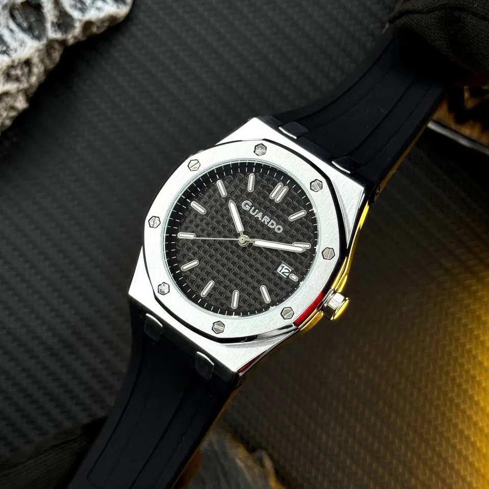 Guardo Чоловічий наручний годинник Guardo 012752-1 Silver-Black, фото 2