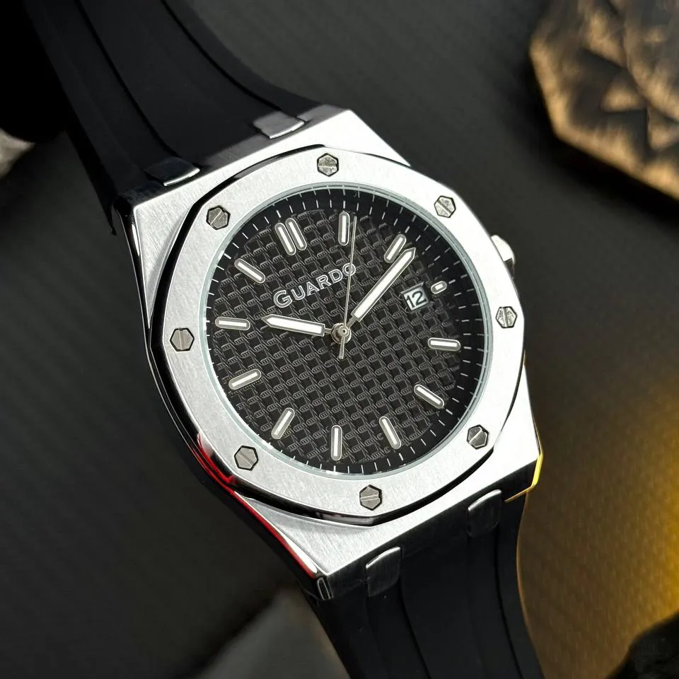 Guardo Чоловічий наручний годинник Guardo 012752-1 Silver-Black, фото 4