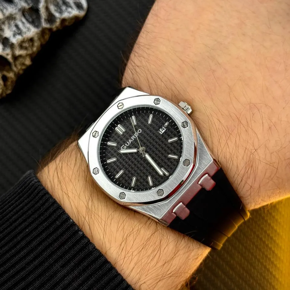 Guardo Чоловічий наручний годинник Guardo 012752-1 Silver-Black, фото 5