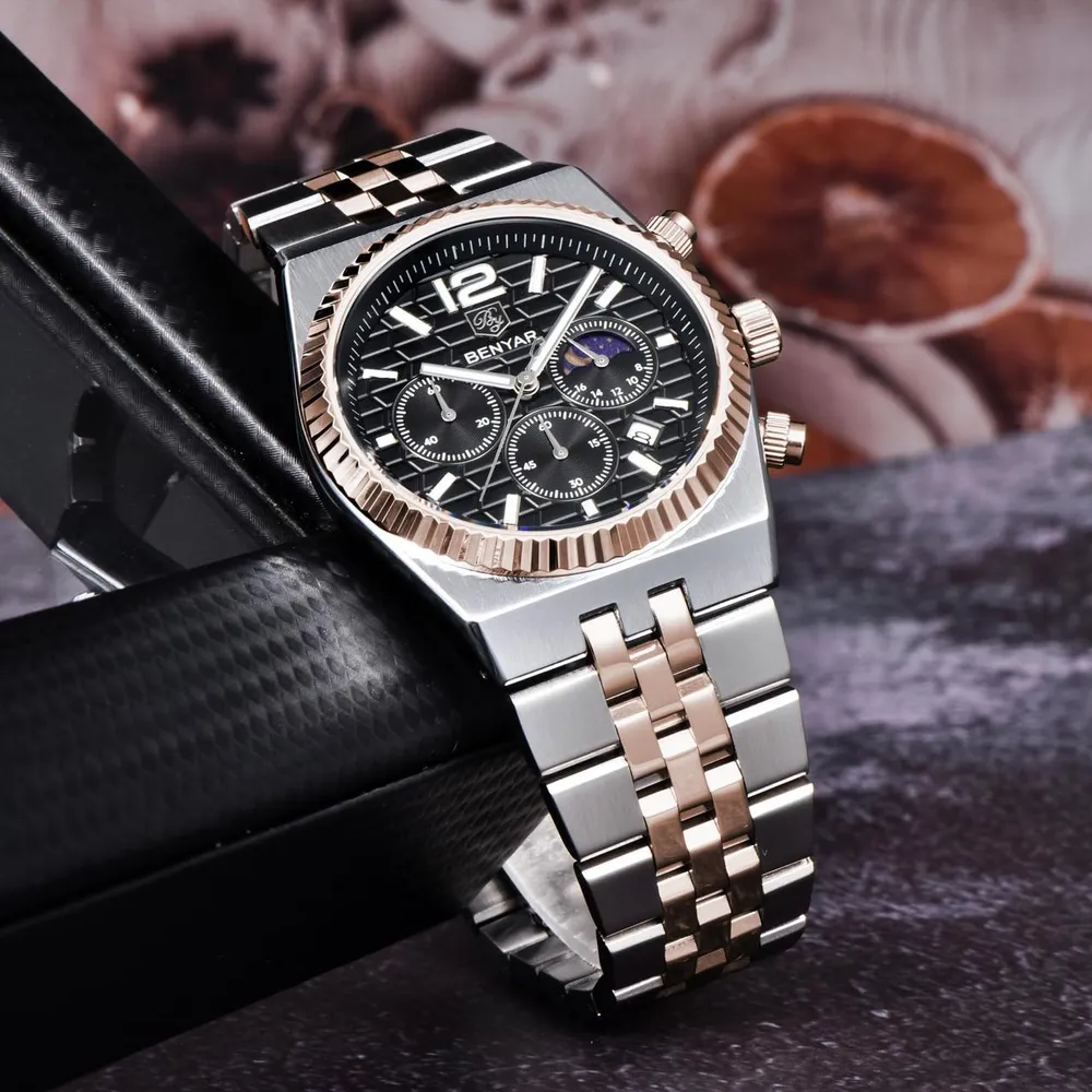 Benyar BY-5225 Silver-Rose Gold-Black, фото 4
