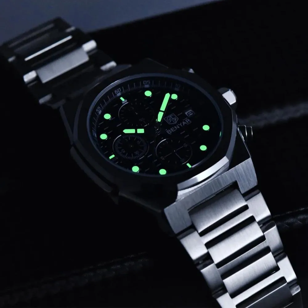 Benyar Чоловічий наручний годинник Benyar BY-5216 Silver-Black, фото 5