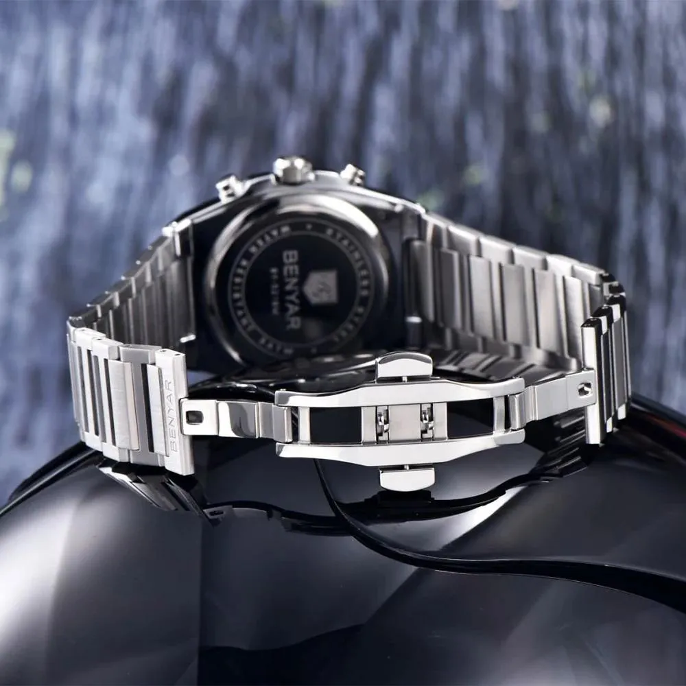 Benyar Чоловічий наручний годинник Benyar BY-5216 Silver-Black, фото 6