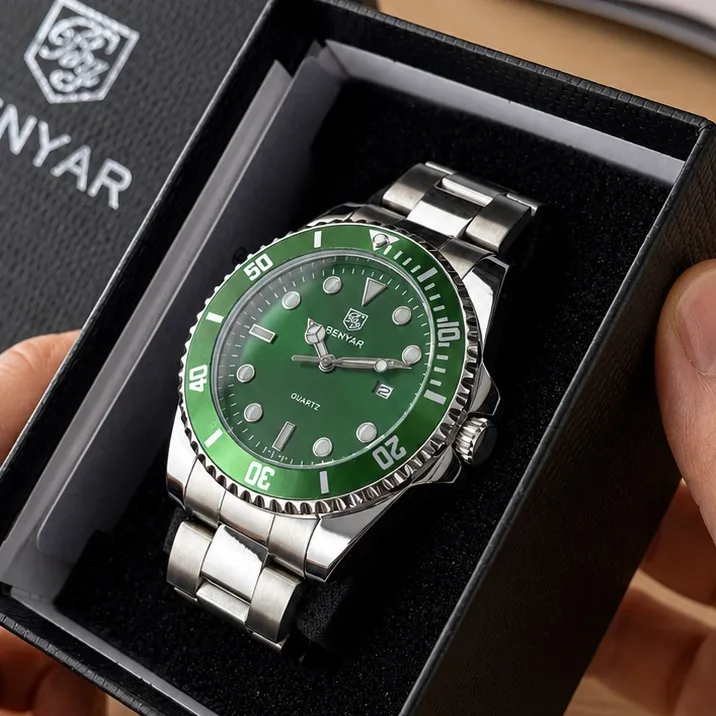 Benyar Чоловічий наручний годинник Benyar BY-5223 Silver-Green, фото 5